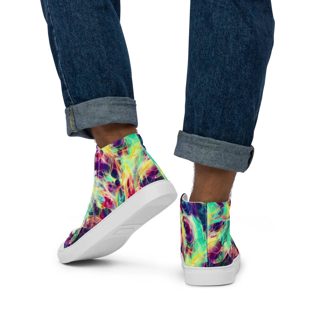 Velvet Radiance on Men's High Top Canvas Shoes — Back