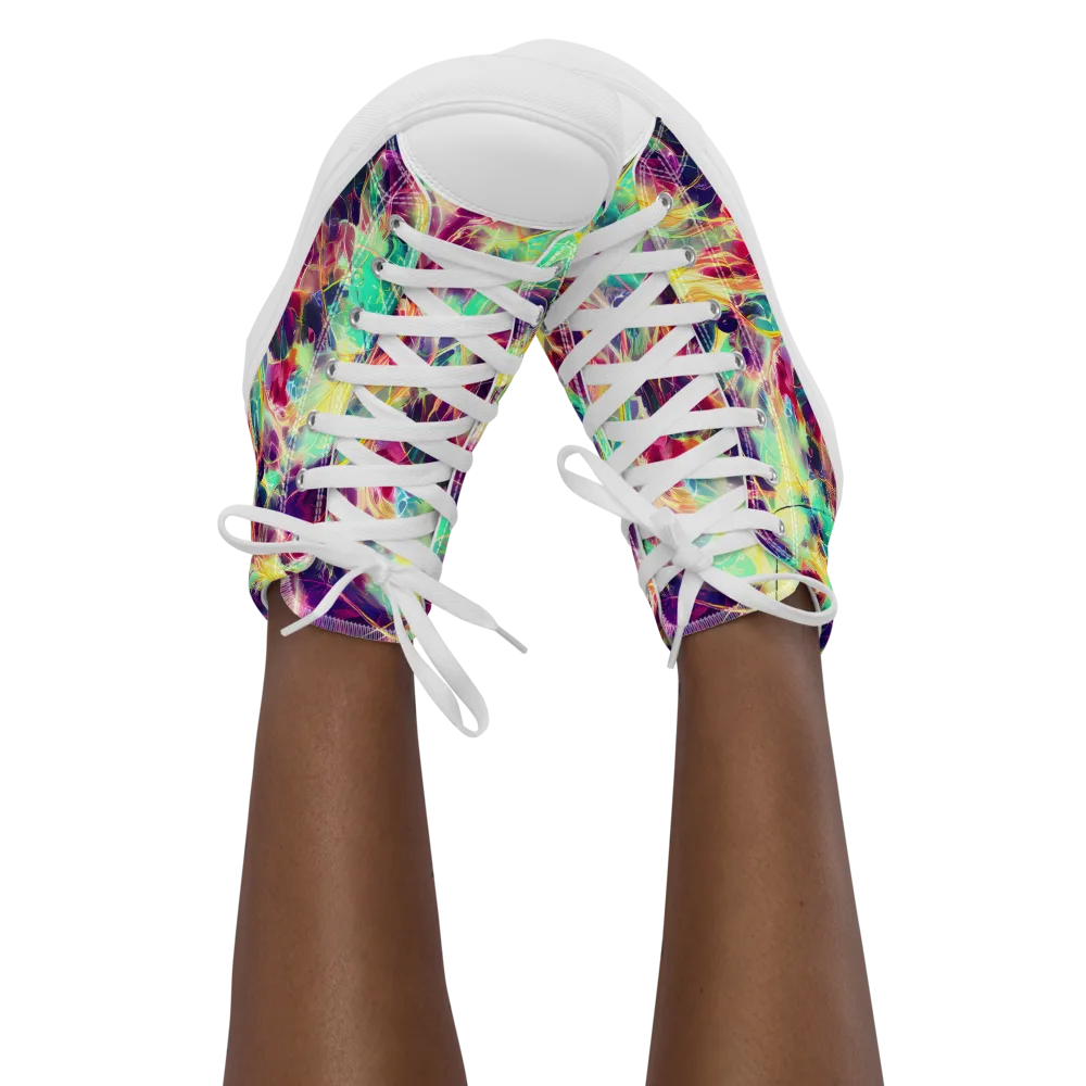 Velvet Radiance on Women's High Top Canvas Shoes — Front