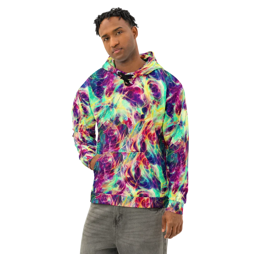 Velvet Radiance on Cotton Hoodie — Left Front