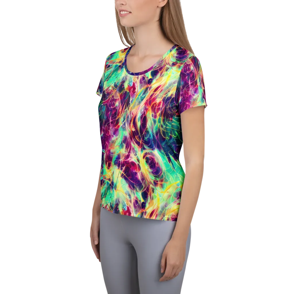 Velvet Radiance on Women's Athletic T-Shirt — Left
