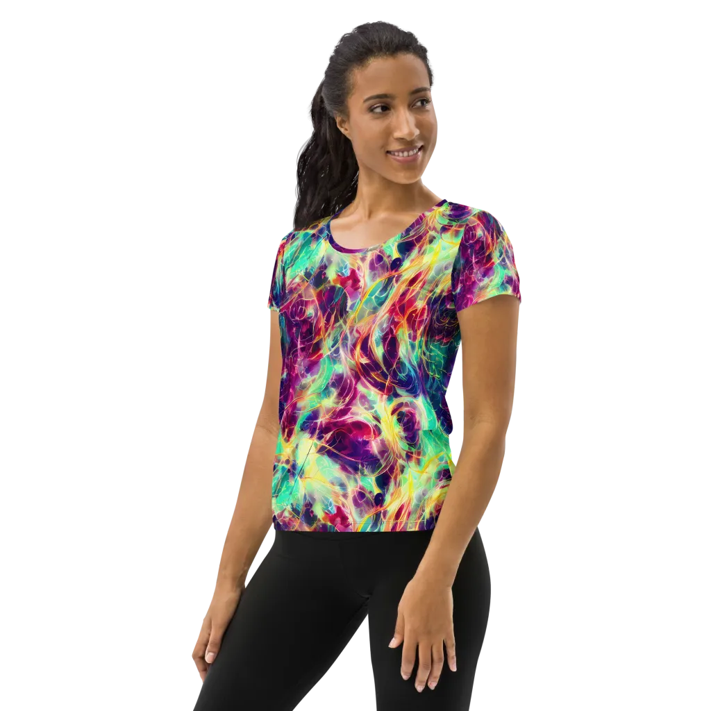Velvet Radiance on Women's Athletic T-Shirt — Left