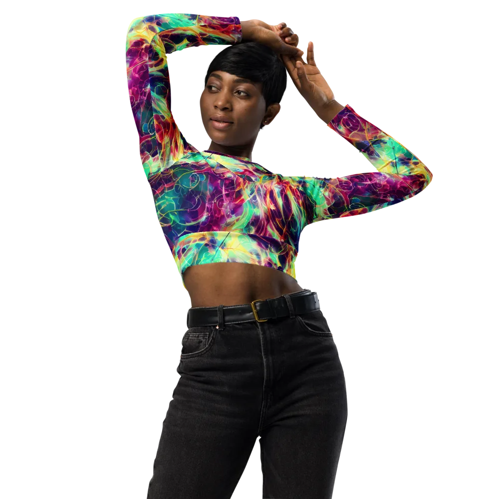 Velvet Radiance on Long Sleeve Crop Top — Front