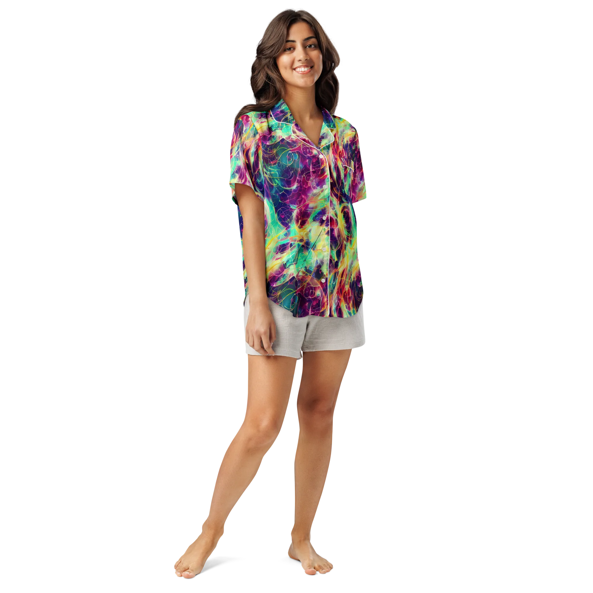 Velvet Radiance on Women's Short Sleeve Pajama Top — Front