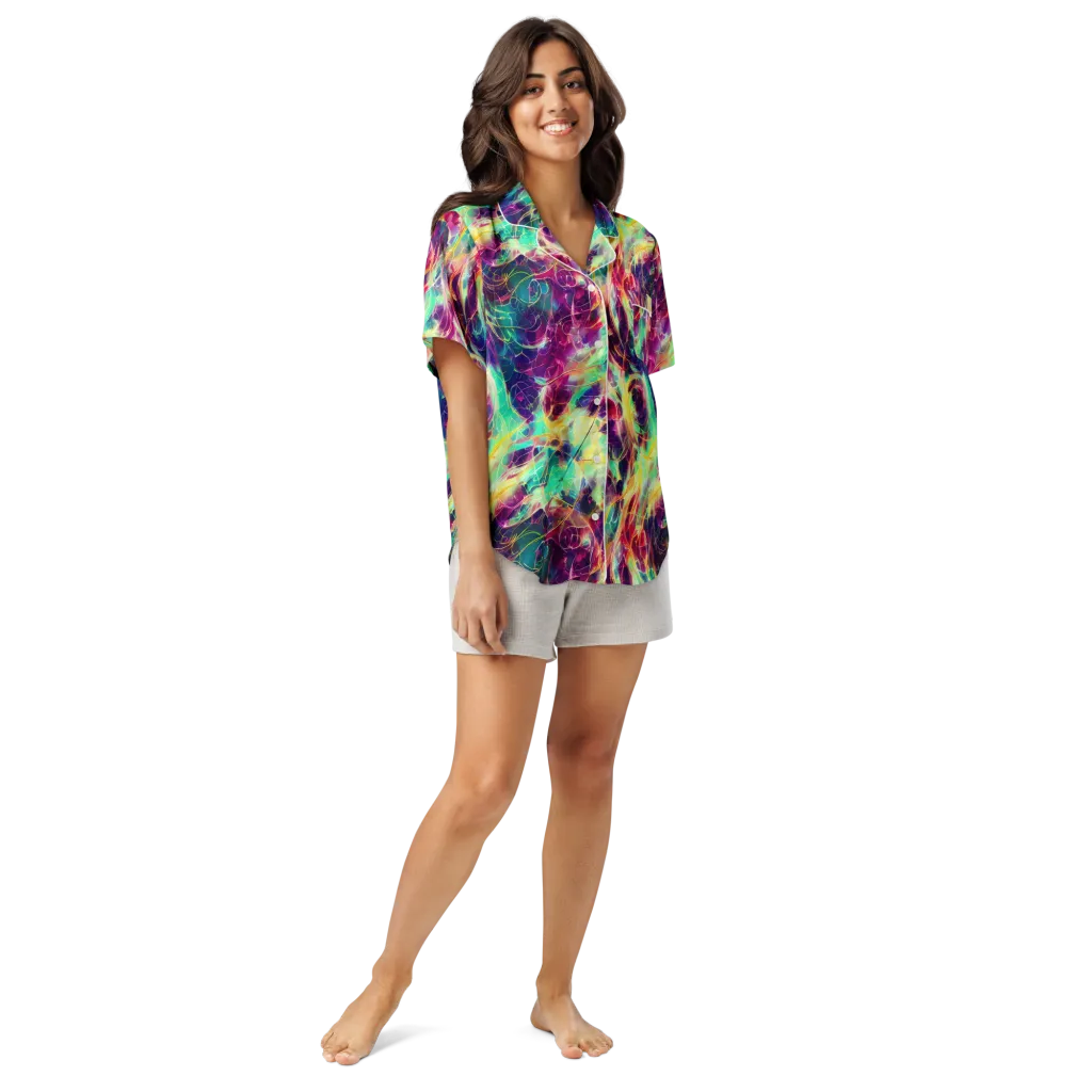 Velvet Radiance on Women's Short Sleeve Pajama Top — Front