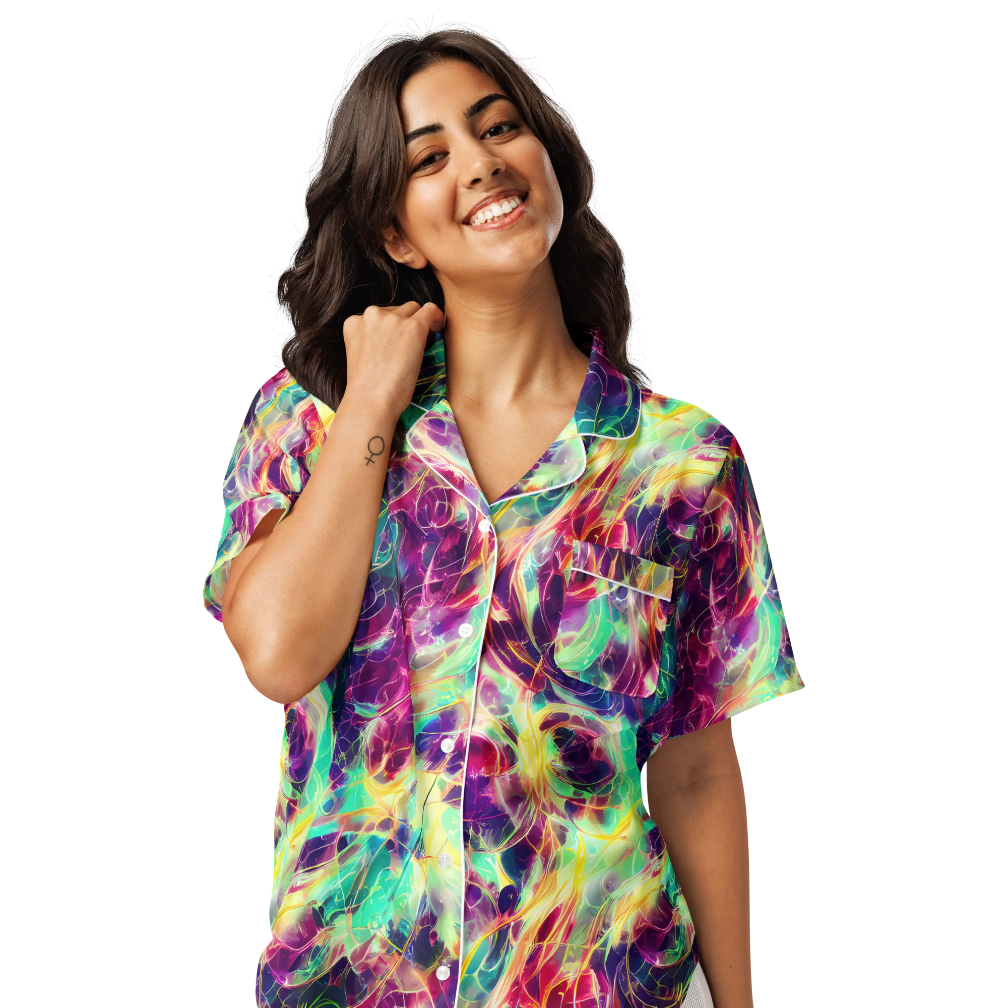 Velvet Radiance on Women's Short Sleeve Pajama Top — Front