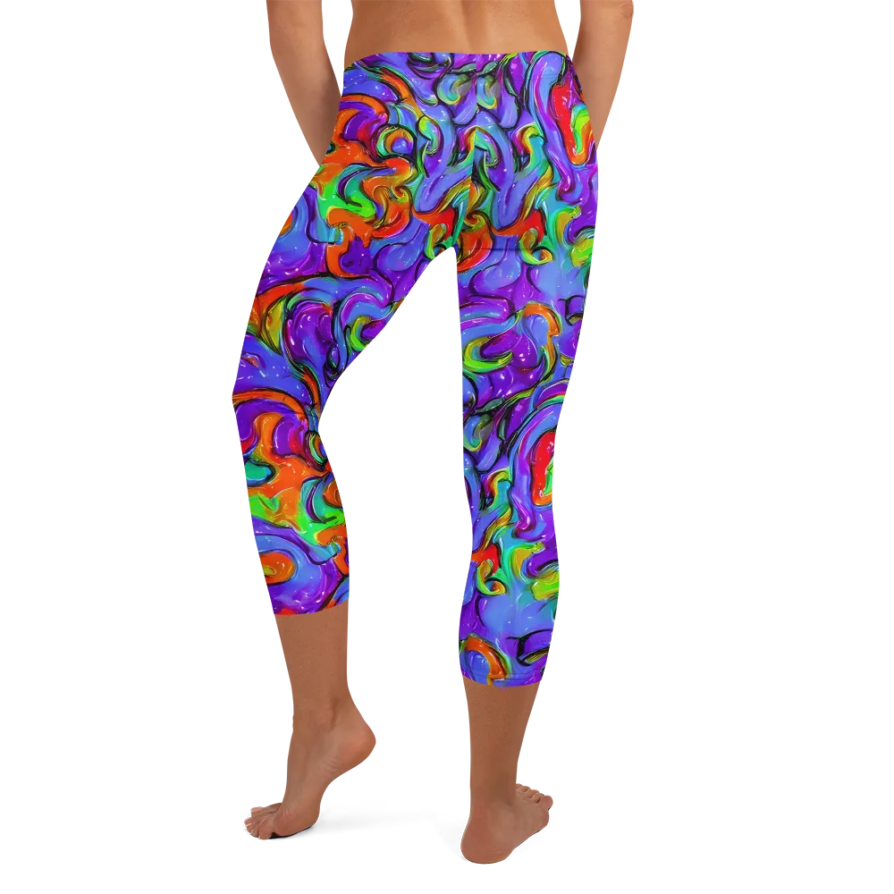 Vivid Meltdown on Capri Leggings — Back
