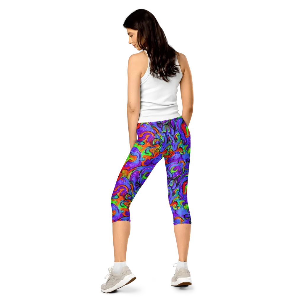Vivid Meltdown on Capri Leggings — Back