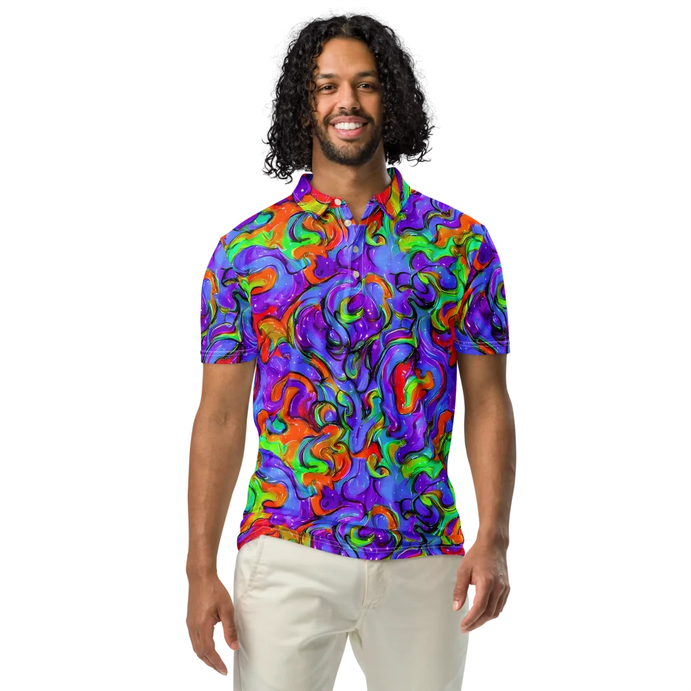 Vivid Meltdown on Men's Slim Fit Polo Shirt — Front
