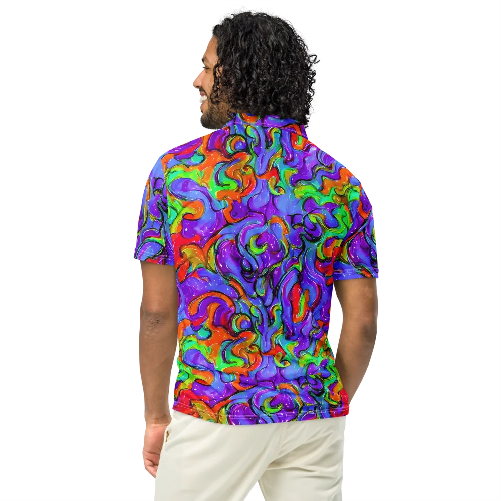 Vivid Meltdown on Men's Slim Fit Polo Shirt — Back