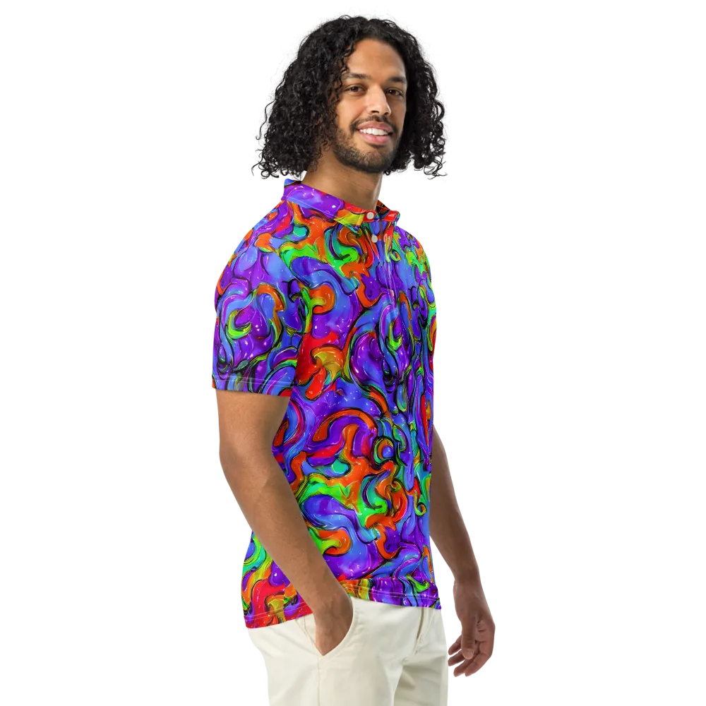Vivid Meltdown on Men's Slim Fit Polo Shirt — Right Front