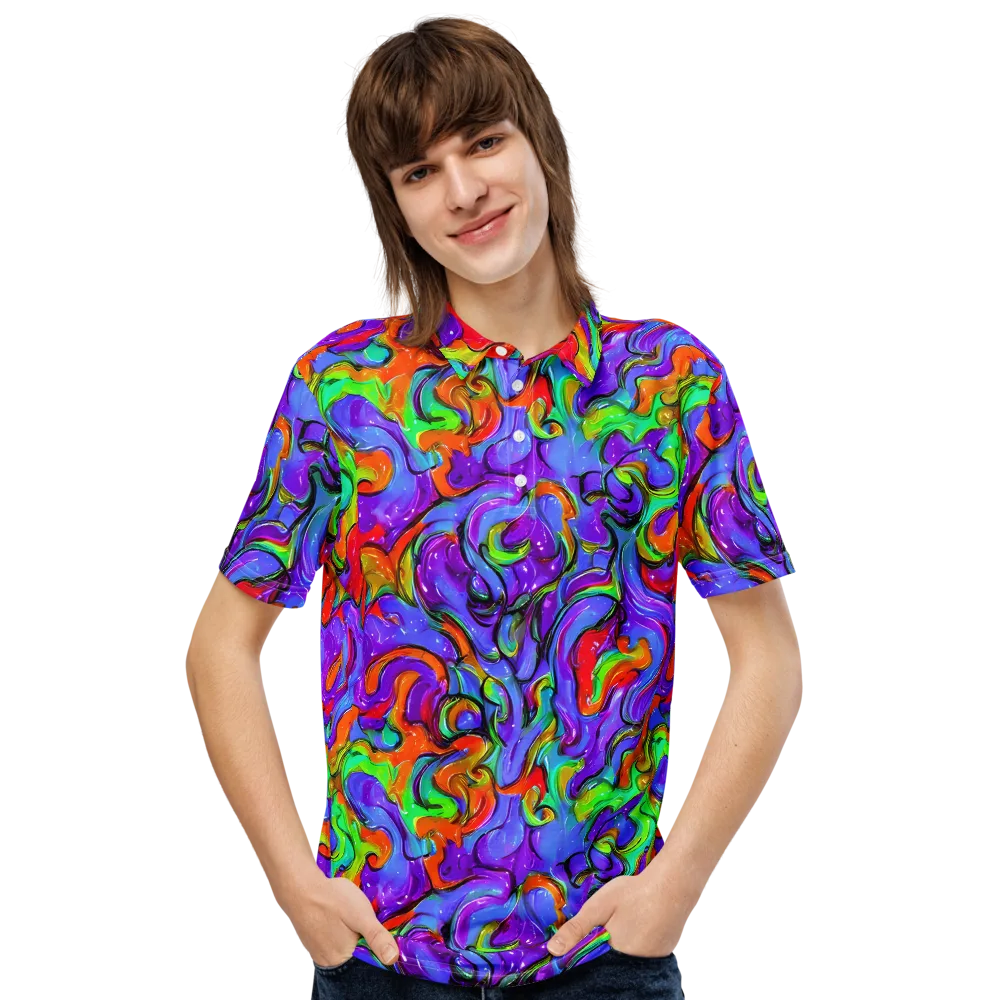 Vivid Meltdown on Men's Slim Fit Polo Shirt — Front