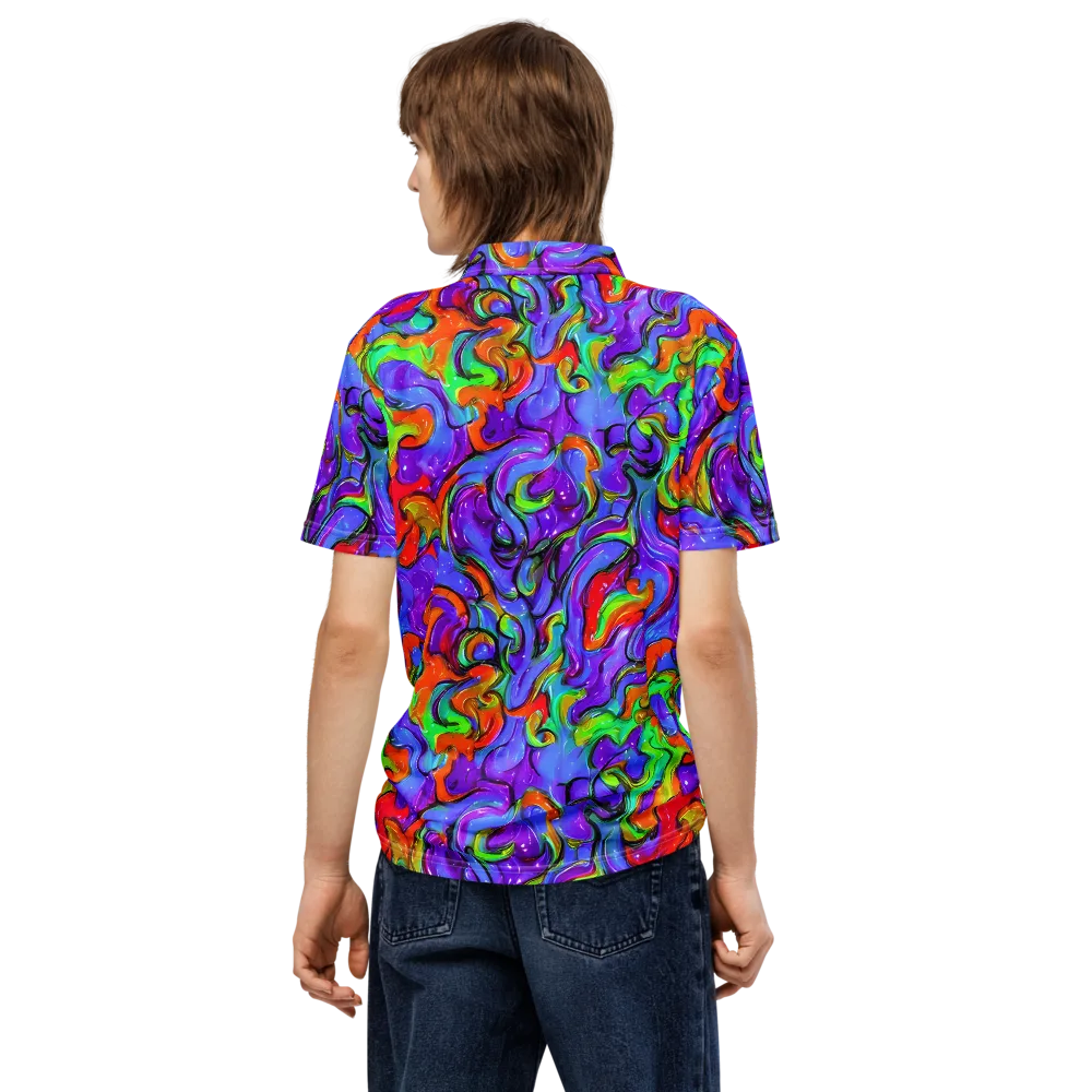 Vivid Meltdown on Men's Slim Fit Polo Shirt — Back