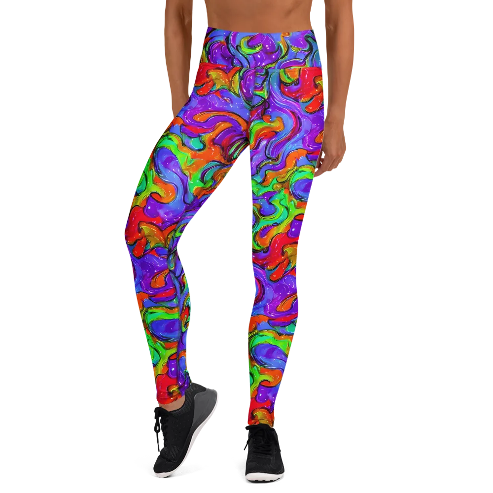 Vivid Meltdown on Yoga Leggings — Front