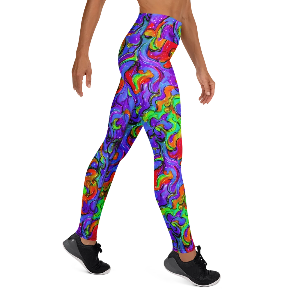 Vivid Meltdown on Yoga Leggings — Right