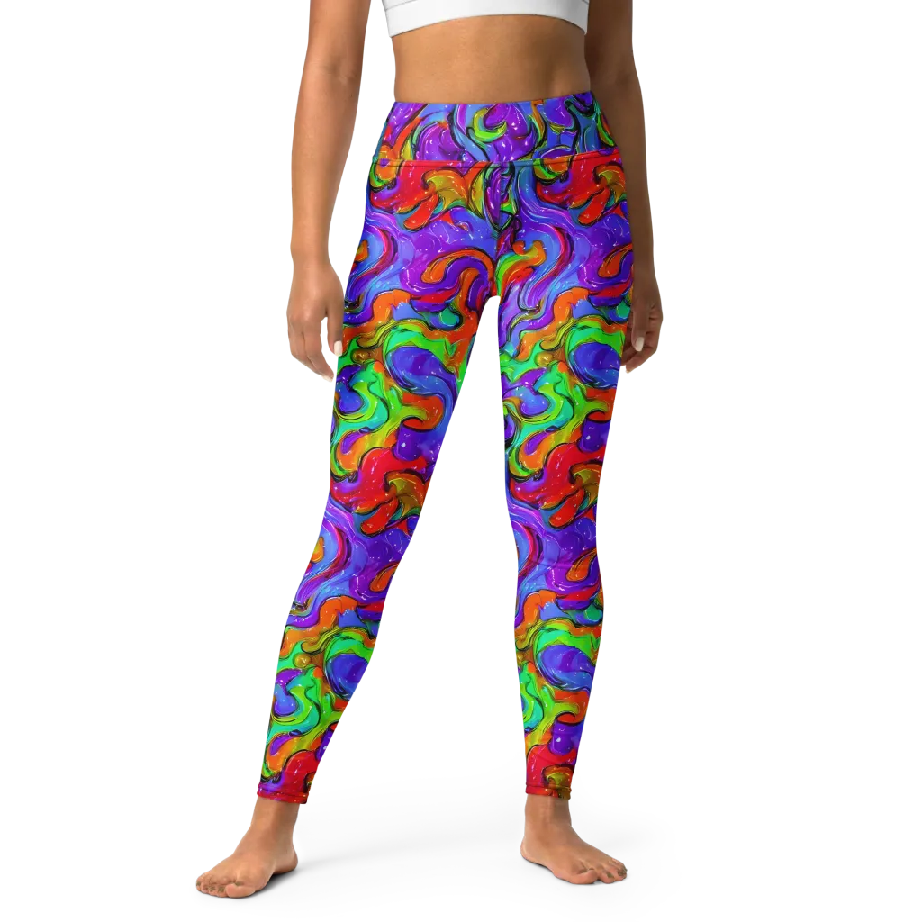 Vivid Meltdown on Yoga Leggings — Front