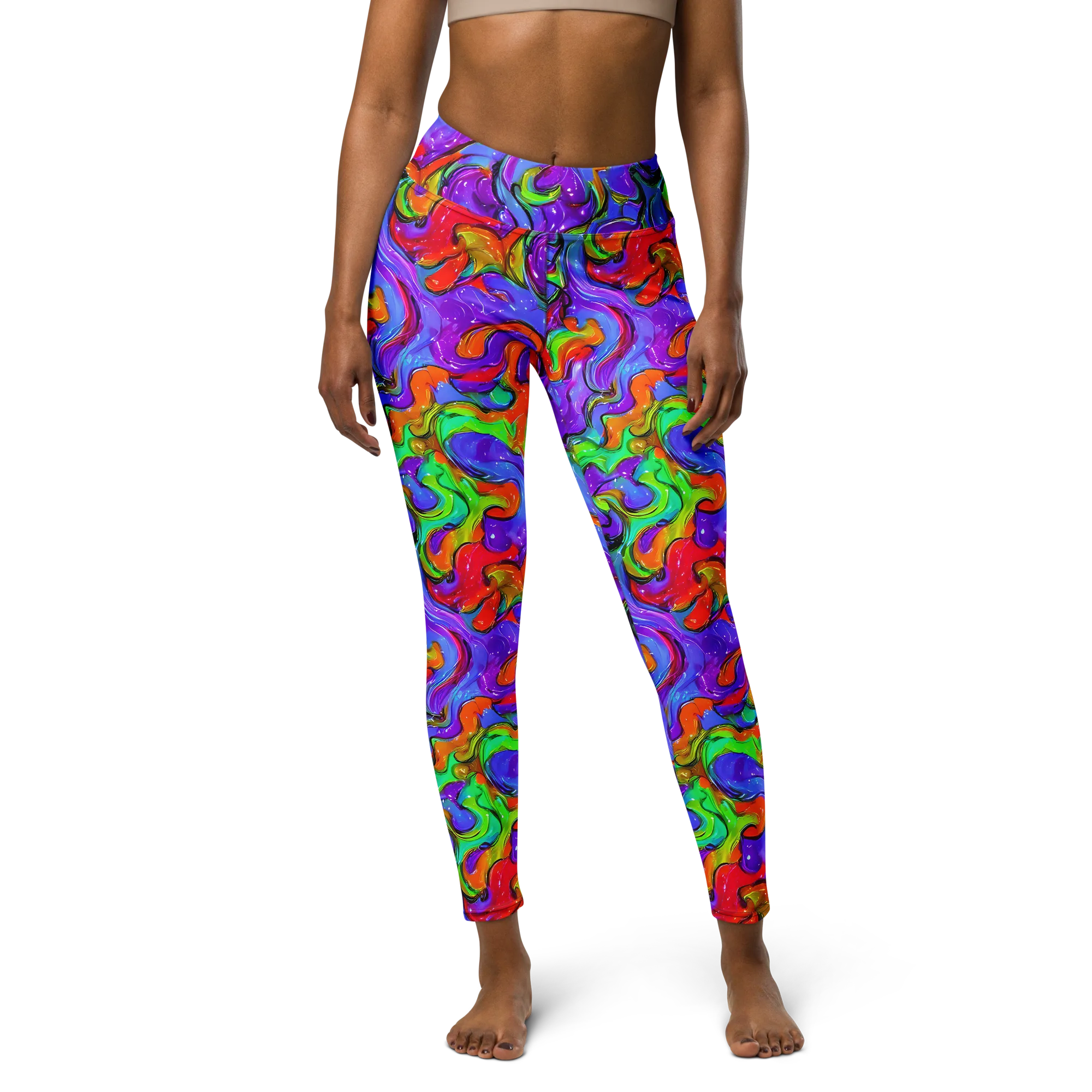 Vivid Meltdown on Yoga Leggings — Front