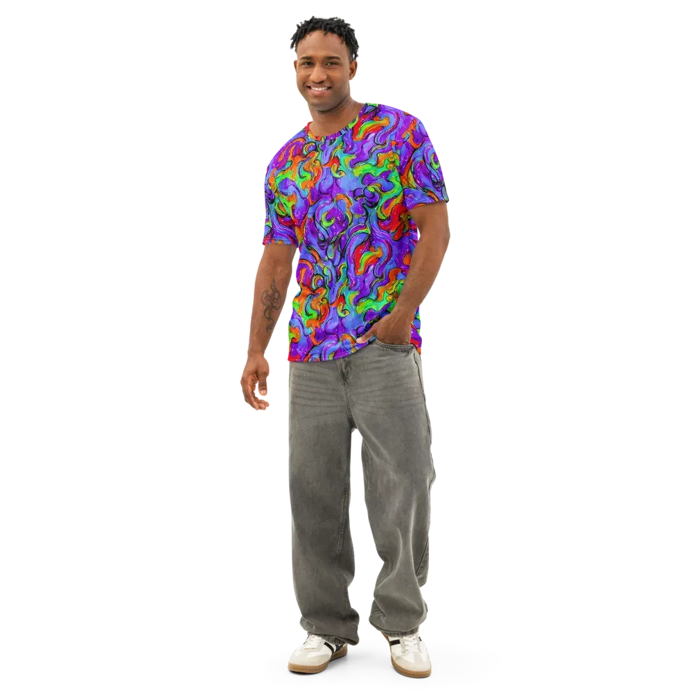 Vivid Meltdown on Men's Cotton Crew Neck T-Shirt — Front