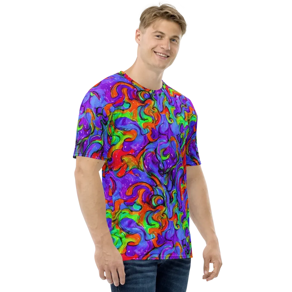 Vivid Meltdown on Men's Crew Neck T-Shirt — Right