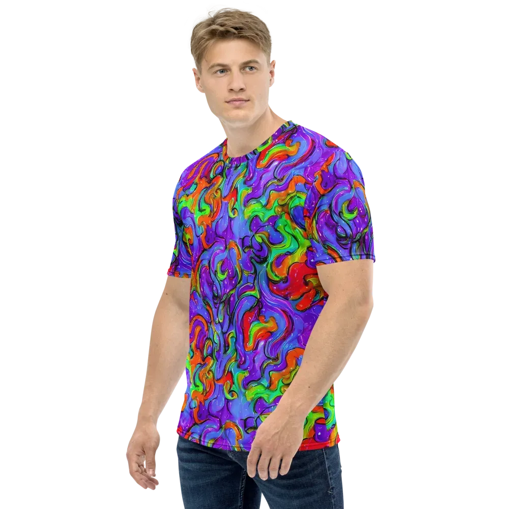 Vivid Meltdown on Men's Crew Neck T-Shirt — Left