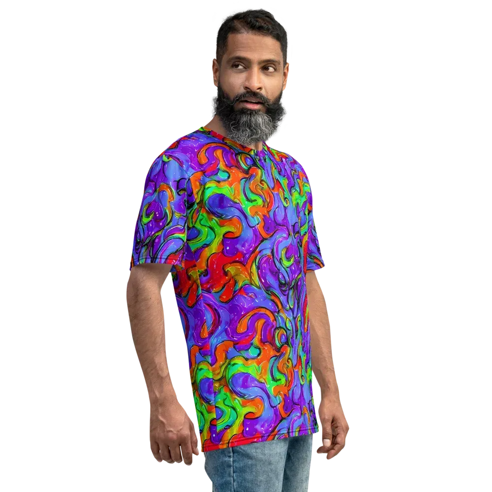 Vivid Meltdown on Men's Crew Neck T-Shirt — Right