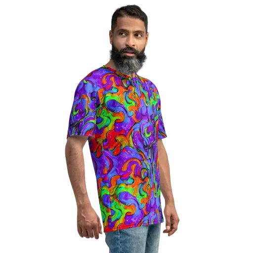 Vivid Meltdown on a Men's Crew Neck T-Shirt