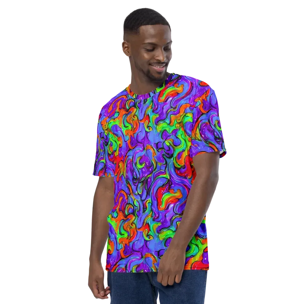 Vivid Meltdown on Men's Crew Neck T-Shirt — Left