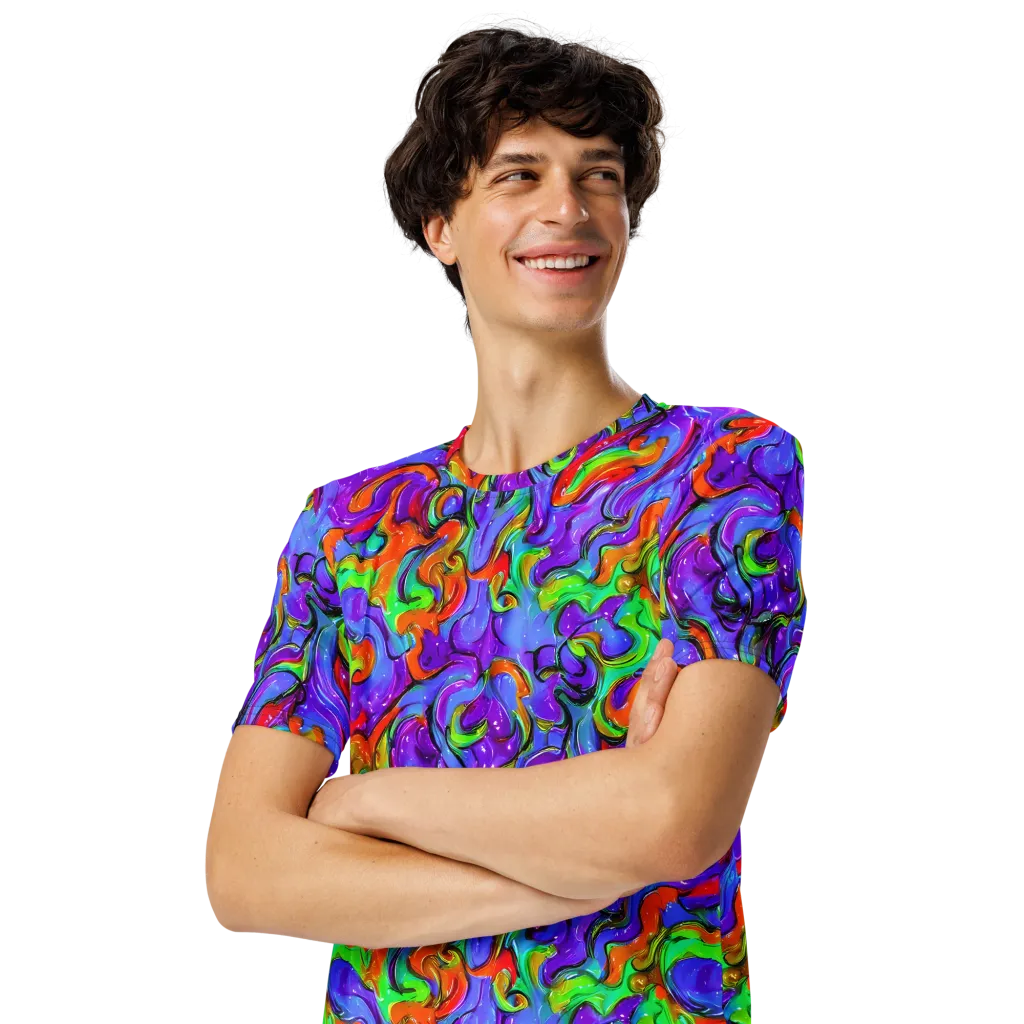 Vivid Meltdown on Men's Crew Neck T-Shirt — Left Front