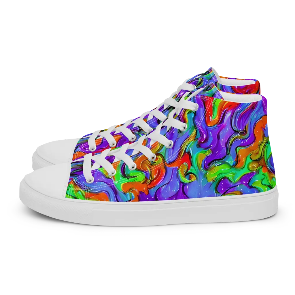 Vivid Meltdown on Men's High Top Canvas Shoes — Left