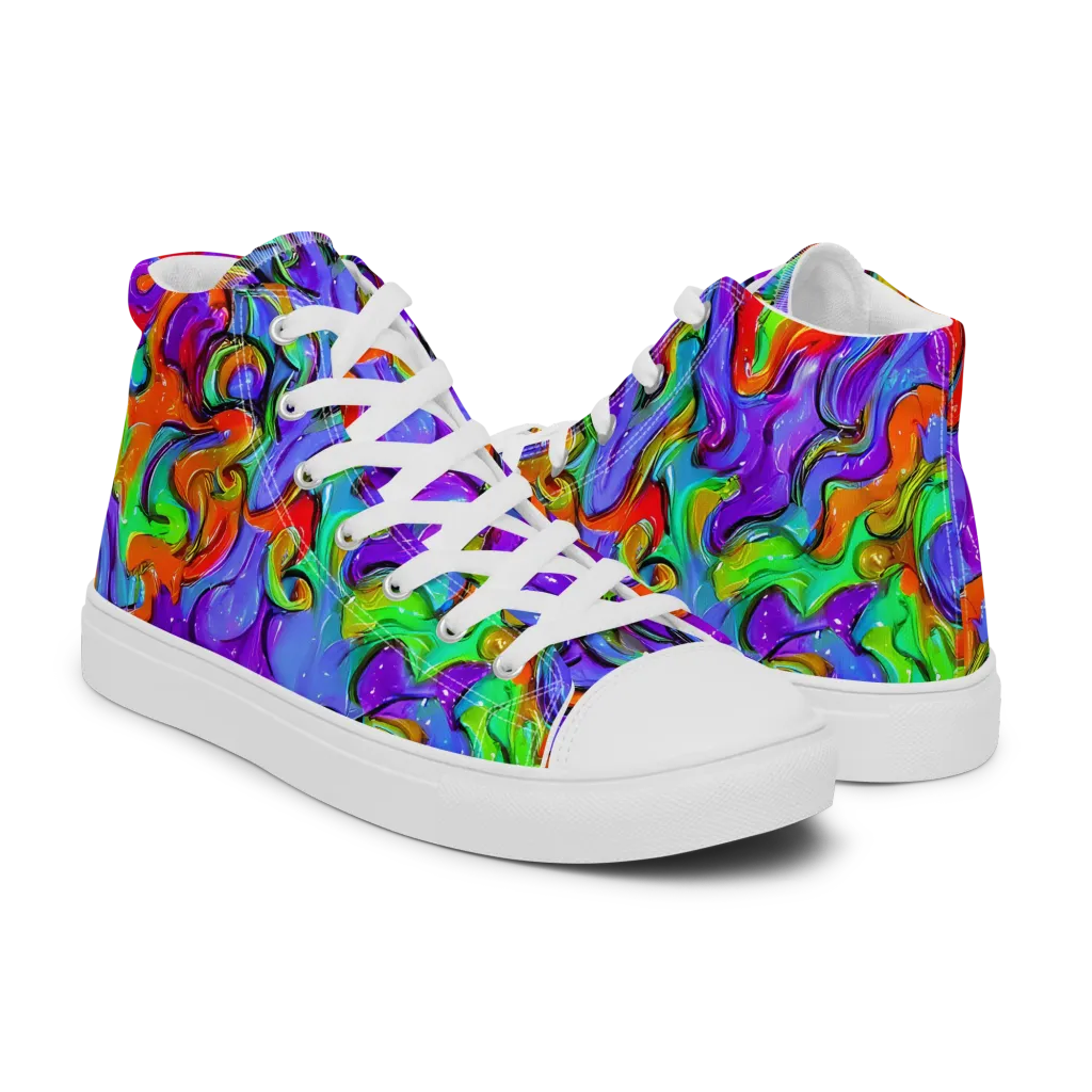Vivid Meltdown on Men's High Top Canvas Shoes — Right