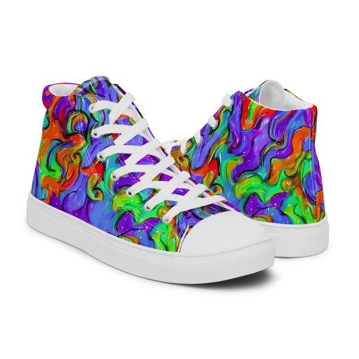 Vivid Meltdown on a Men's High Top Canvas Shoes