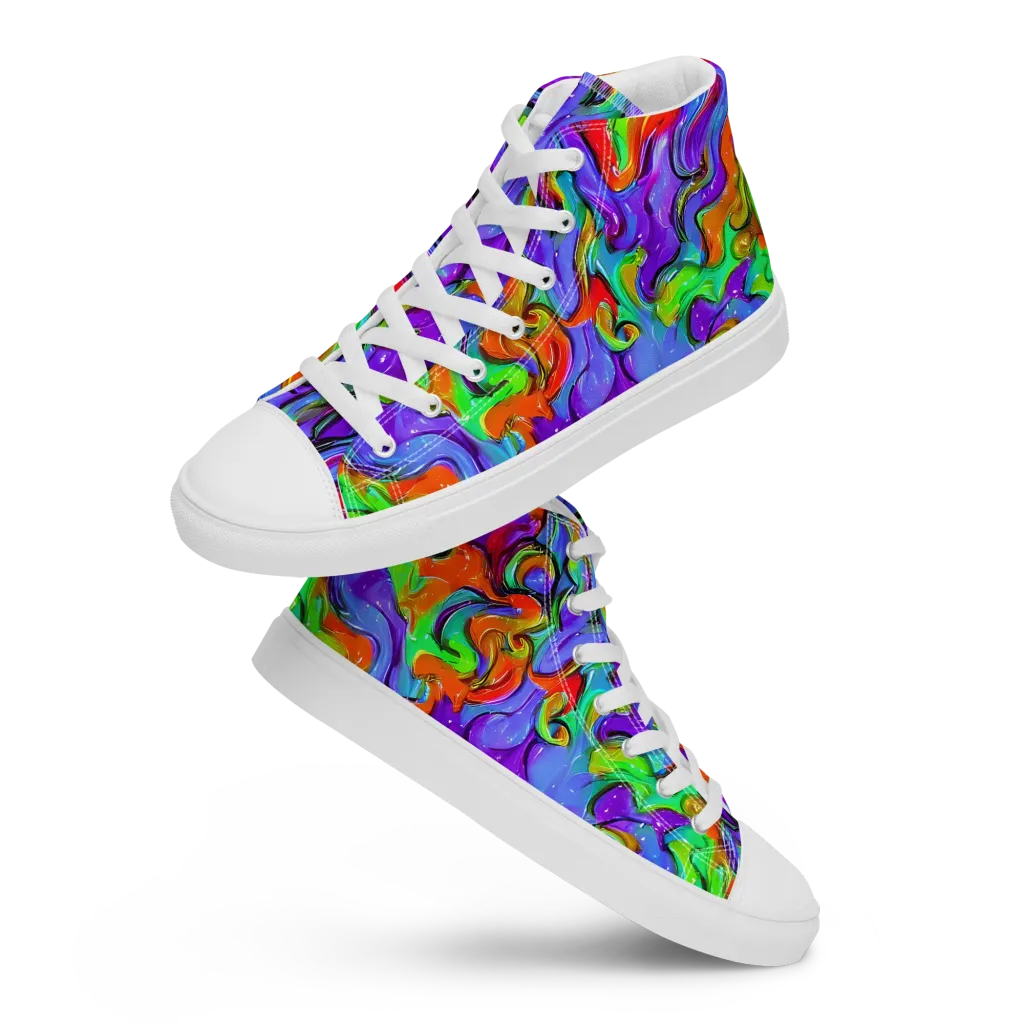 Vivid Meltdown on Men's High Top Canvas Shoes — Front