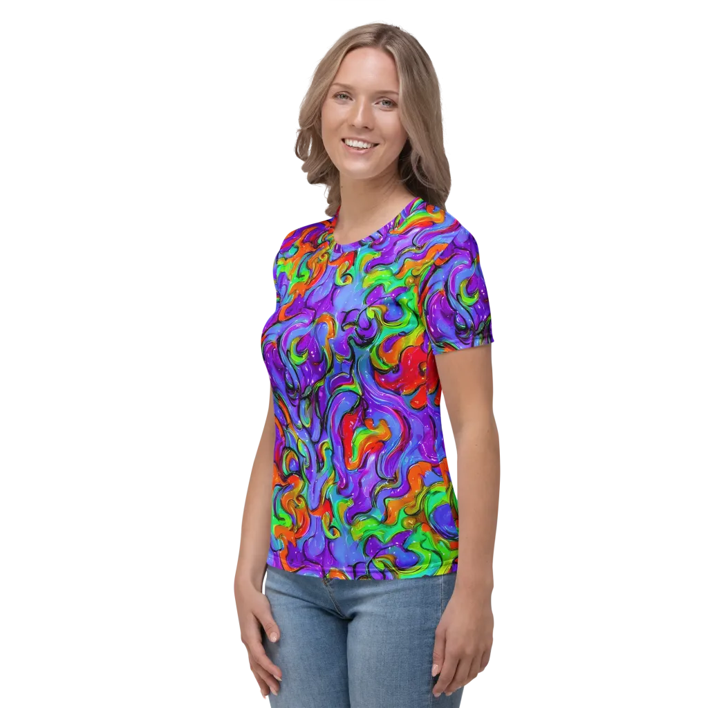 Vivid Meltdown on Women's Crew Neck T-Shirt — Left