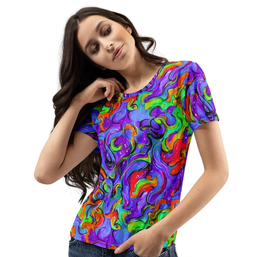 Vivid Meltdown on Women's Crew Neck T-Shirt — Left Front