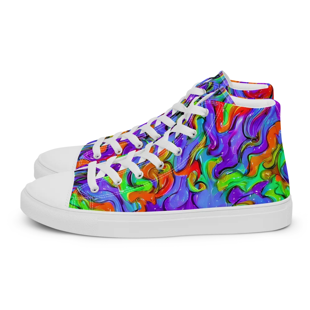 Vivid Meltdown on Women's High Top Canvas Shoes — Left