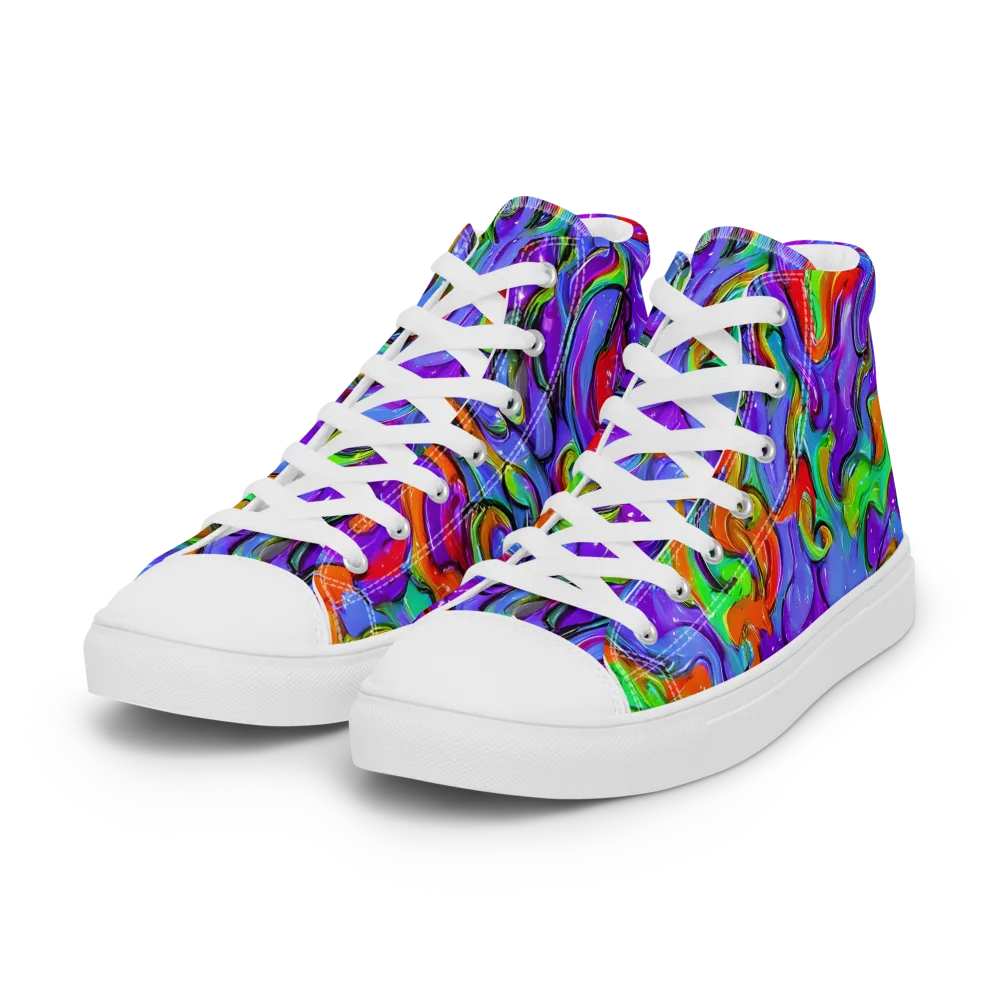 Vivid Meltdown on Women's High Top Canvas Shoes — Left Front