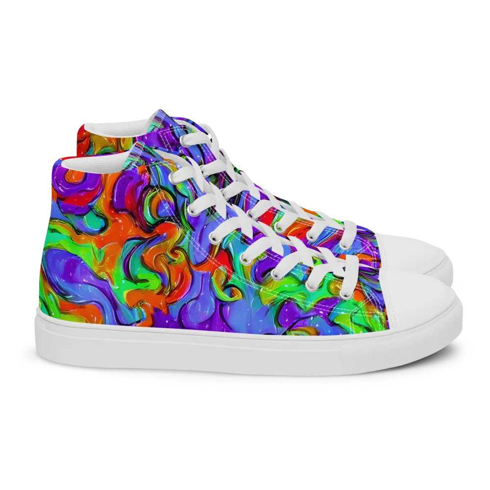 Vivid Meltdown on Women's High Top Canvas Shoes — Right