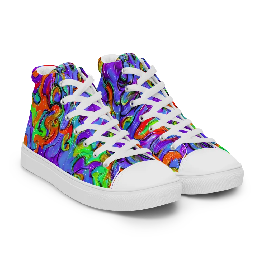 Vivid Meltdown on Women's High Top Canvas Shoes — Right Front