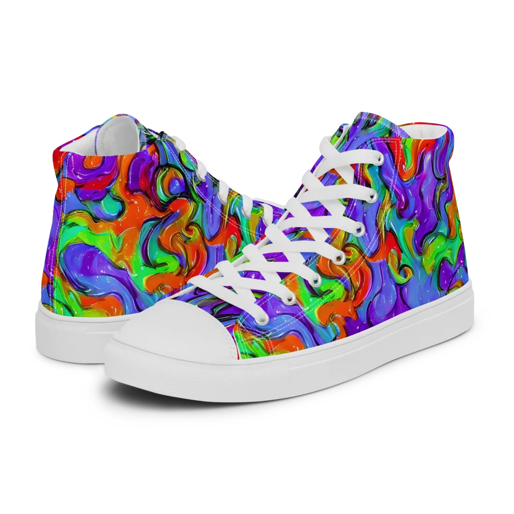 Vivid Meltdown on Women's High Top Canvas Shoes — Left