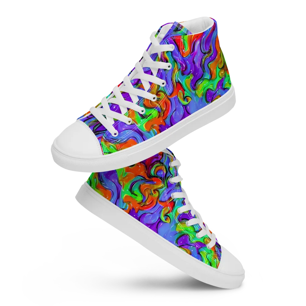 Vivid Meltdown on Women's High Top Canvas Shoes — Front