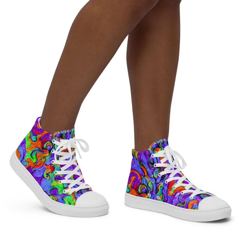 Vivid Meltdown on Women's High Top Canvas Shoes — Right