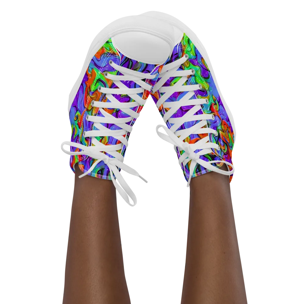 Vivid Meltdown on Women's High Top Canvas Shoes — Front