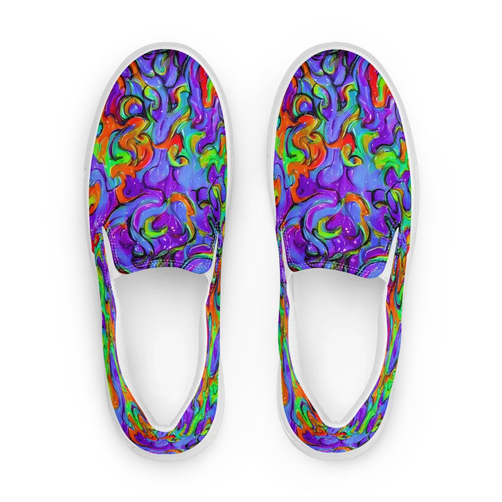 Vivid Meltdown on Men's Slip-On Canvas Shoes — Front