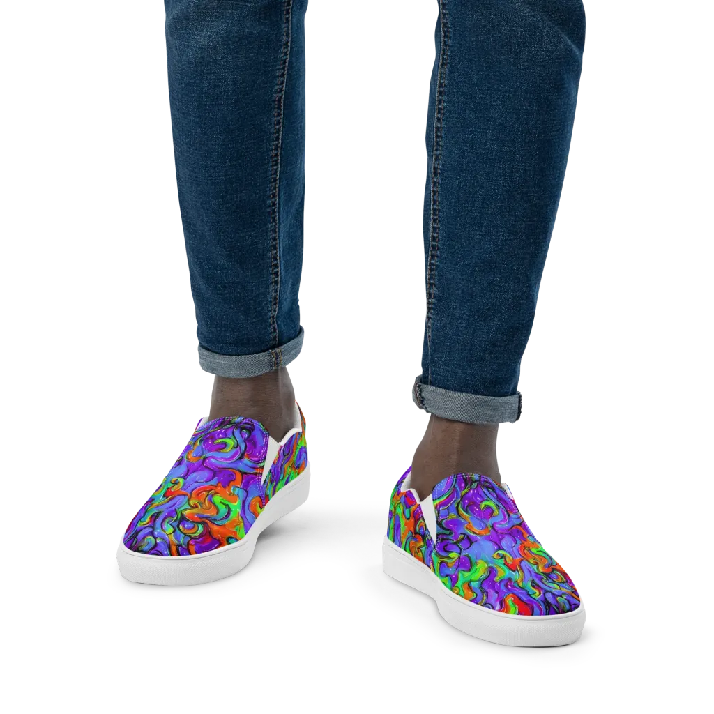 Vivid Meltdown on Men's Slip-On Canvas Shoes — Front