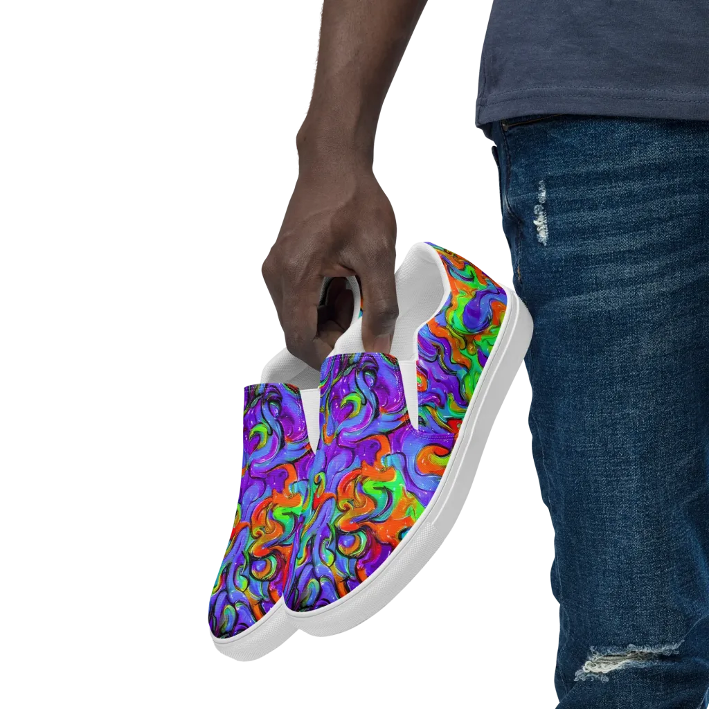 Vivid Meltdown on Men's Slip-On Canvas Shoes — Left Front