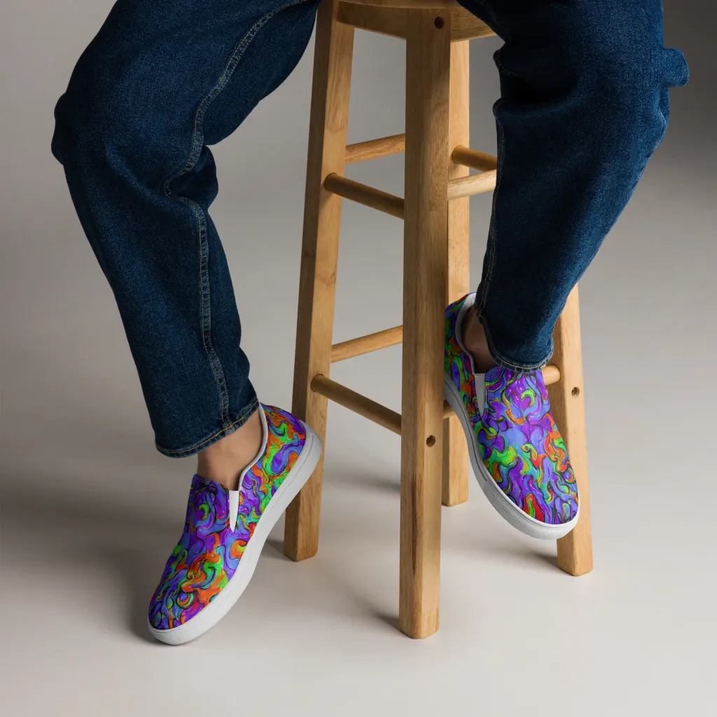 Vivid Meltdown on Men's Slip-On Canvas Shoes — Front