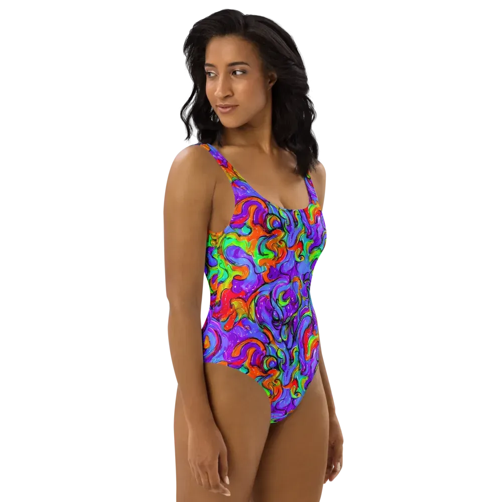 Vivid Meltdown on One-Piece Swimsuit — Right