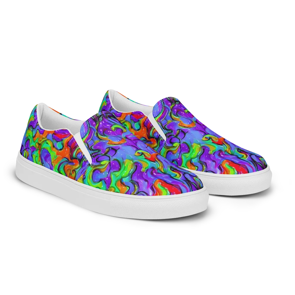 Vivid Meltdown on Women's Slip-On Canvas Shoes — Right Front