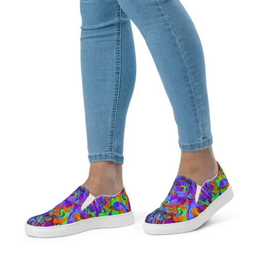 Vivid Meltdown on a Women's Slip-On Canvas Shoes