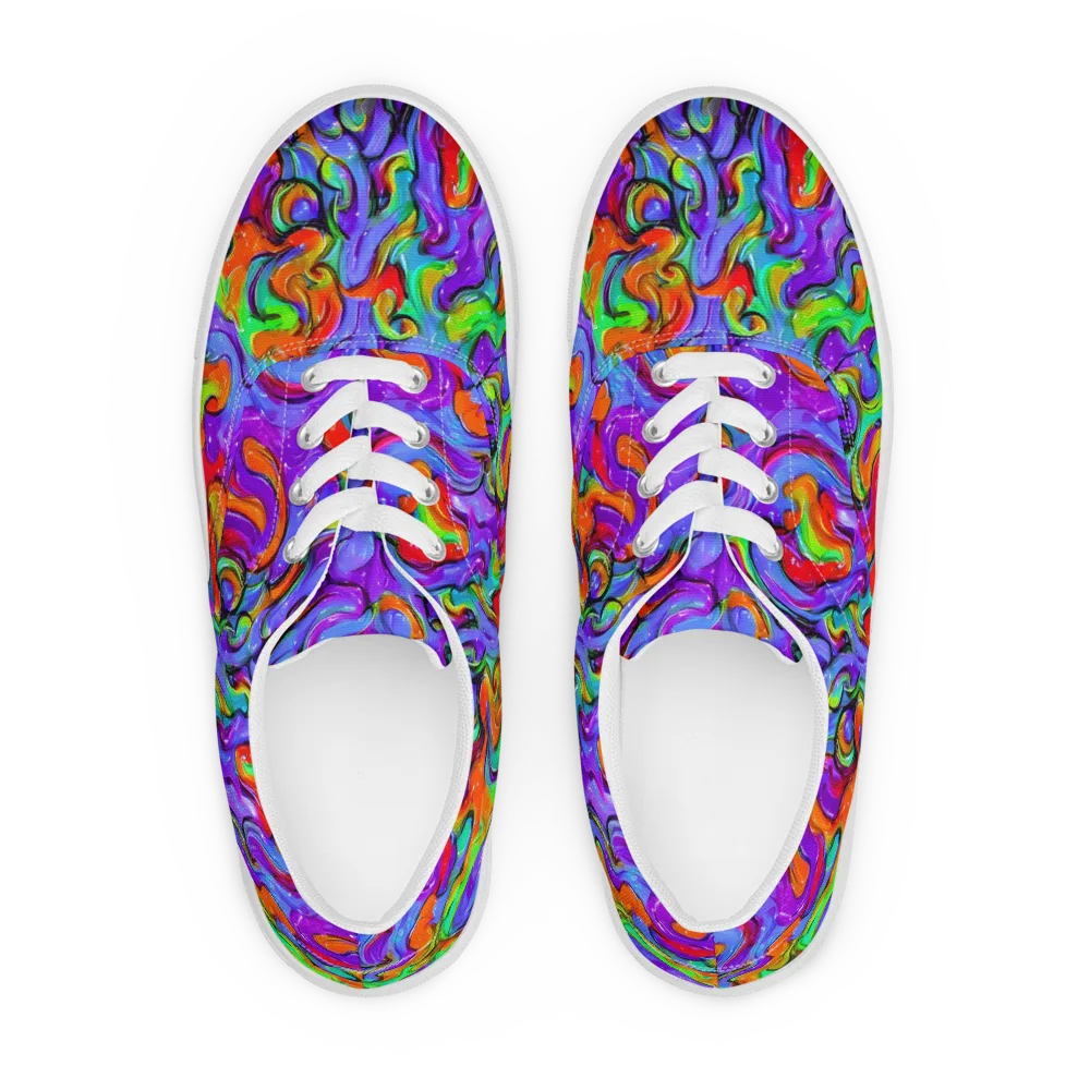 Vivid Meltdown on Men's Lace-Up Canvas Shoes — Front
