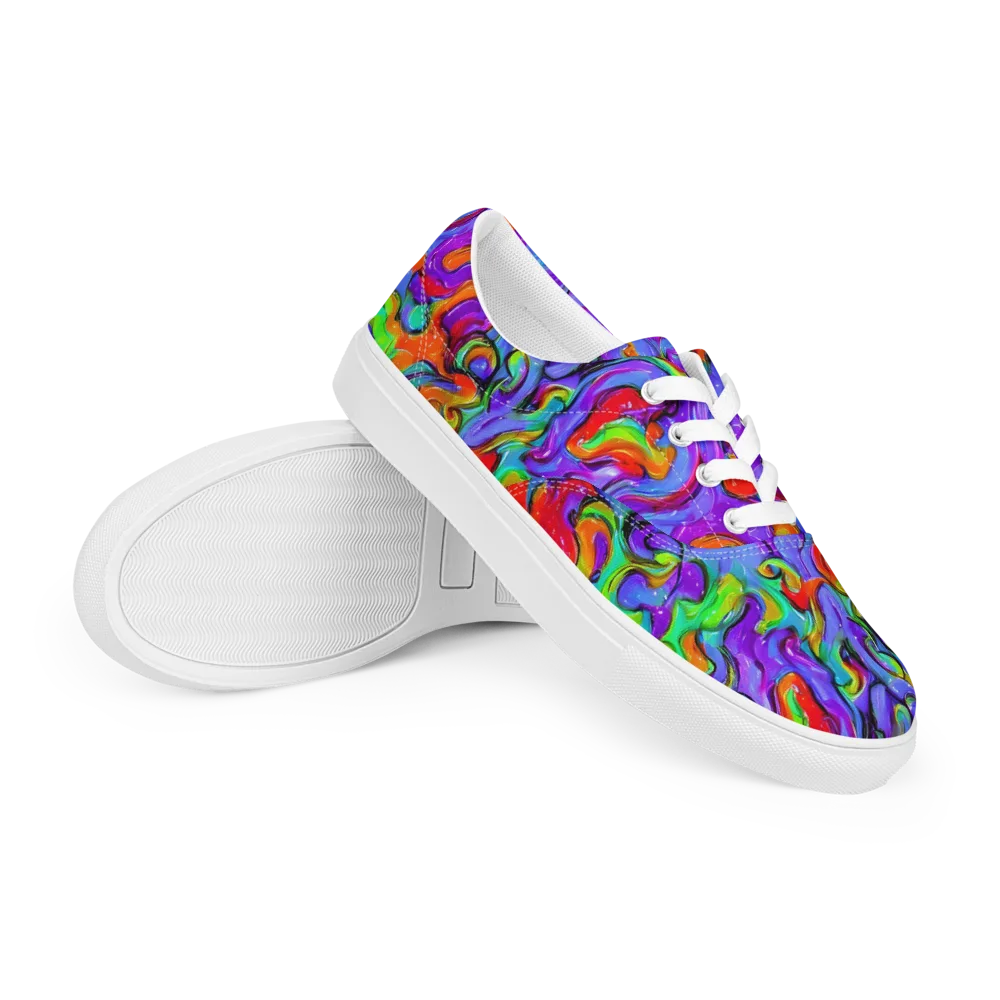 Vivid Meltdown on Men's Lace-Up Canvas Shoes — Right Front